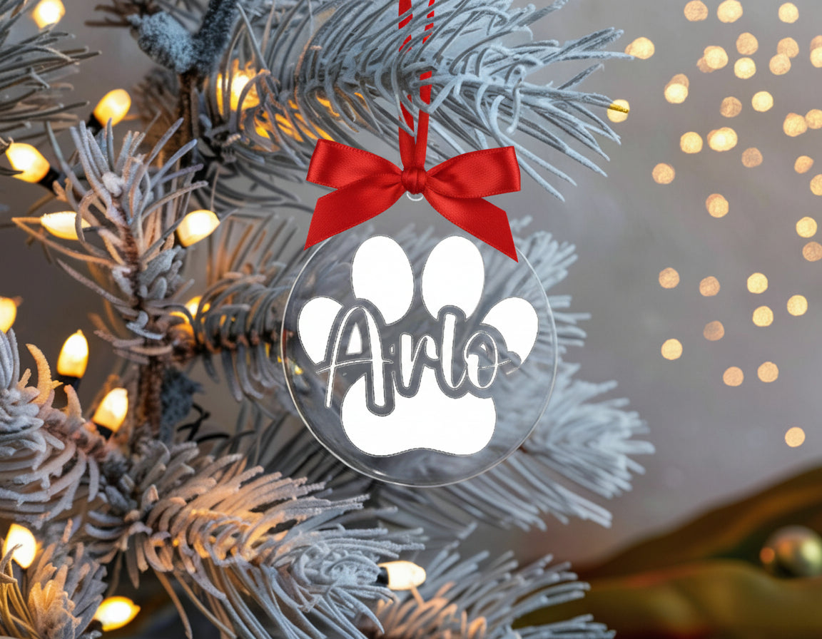 Pet 'Personalised' 10cm clear bauble