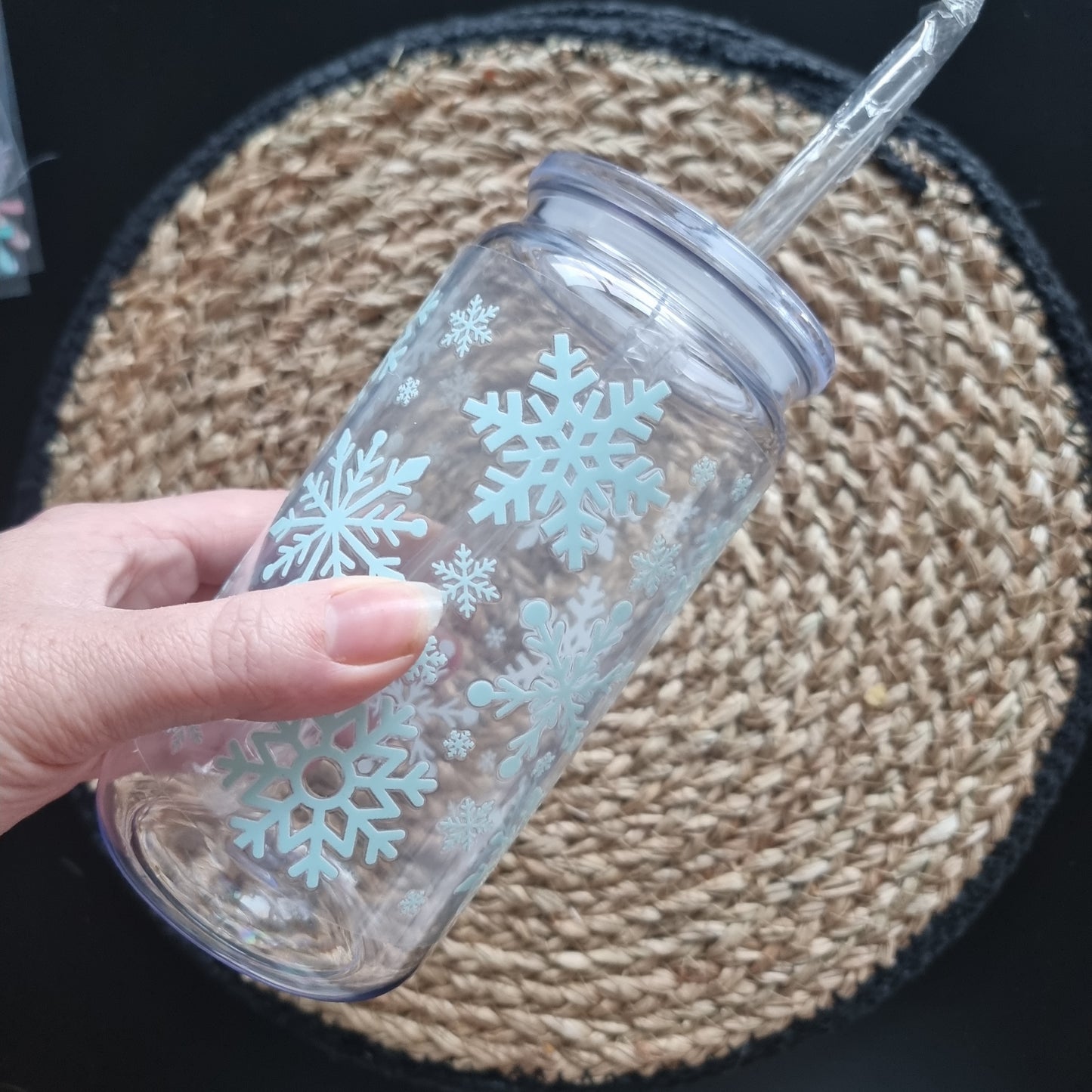 Light Blue Snowflake 16oz Libby Cup