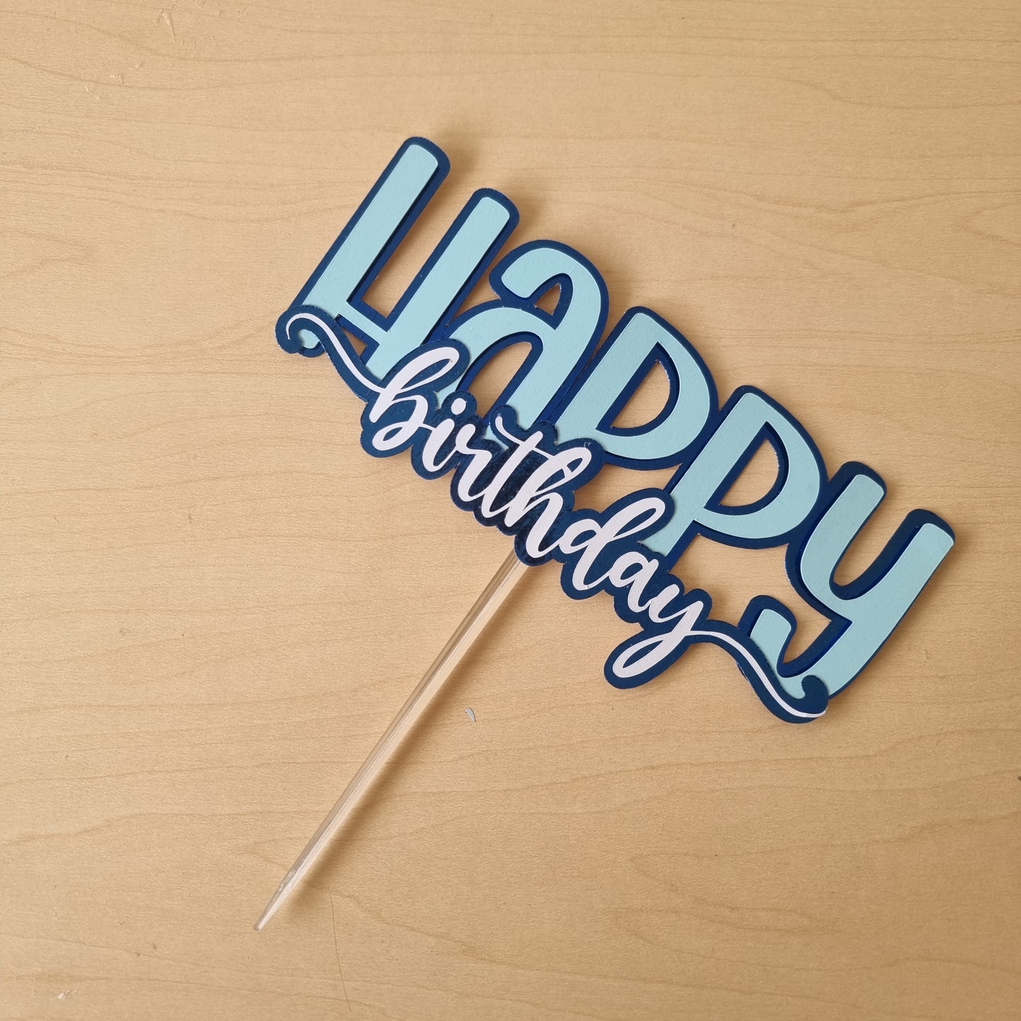 Two Tone 'Happy Birthday' Cake Topper