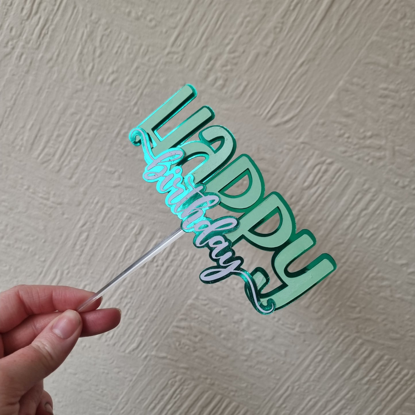 Two Tone 'Happy Birthday' Cake Topper
