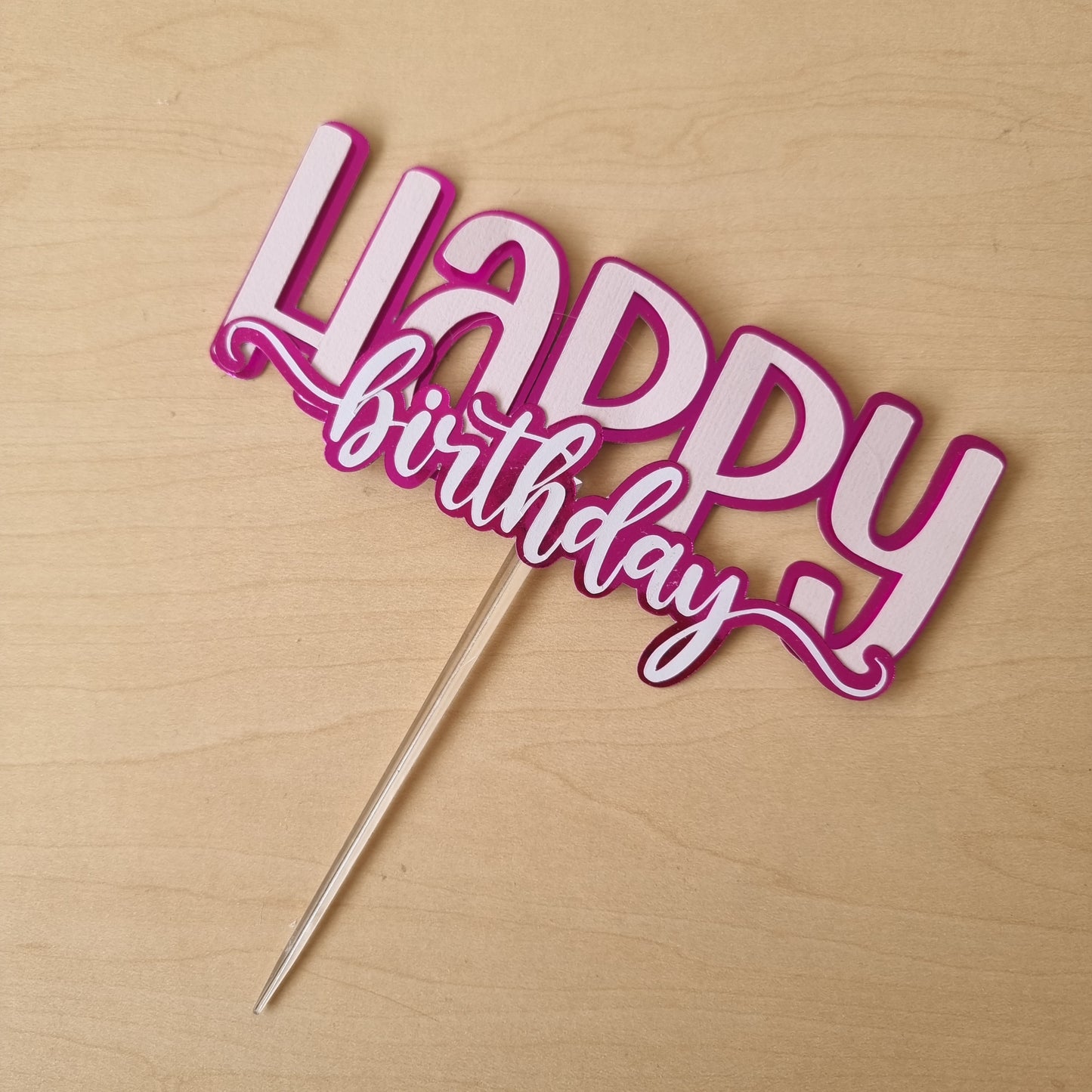 Two Tone 'Happy Birthday' Cake Topper