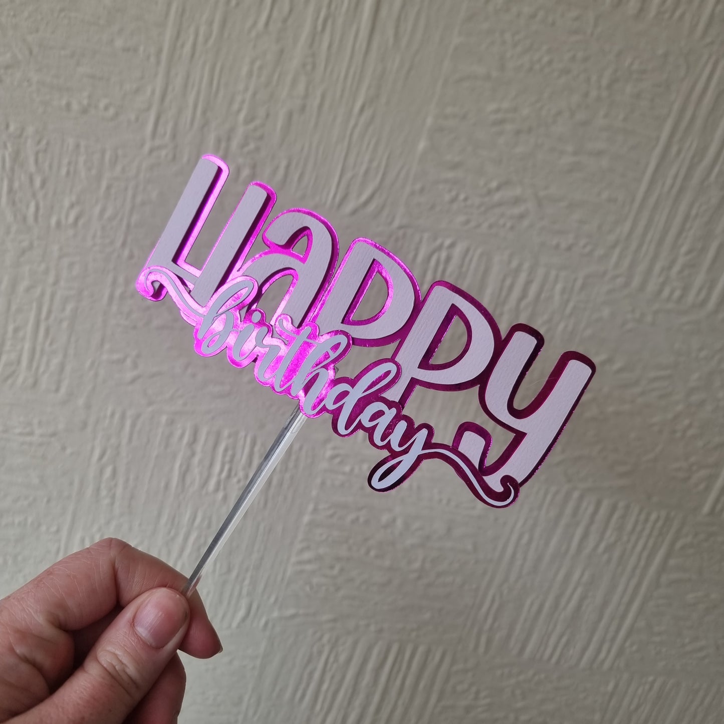 Two Tone 'Happy Birthday' Cake Topper